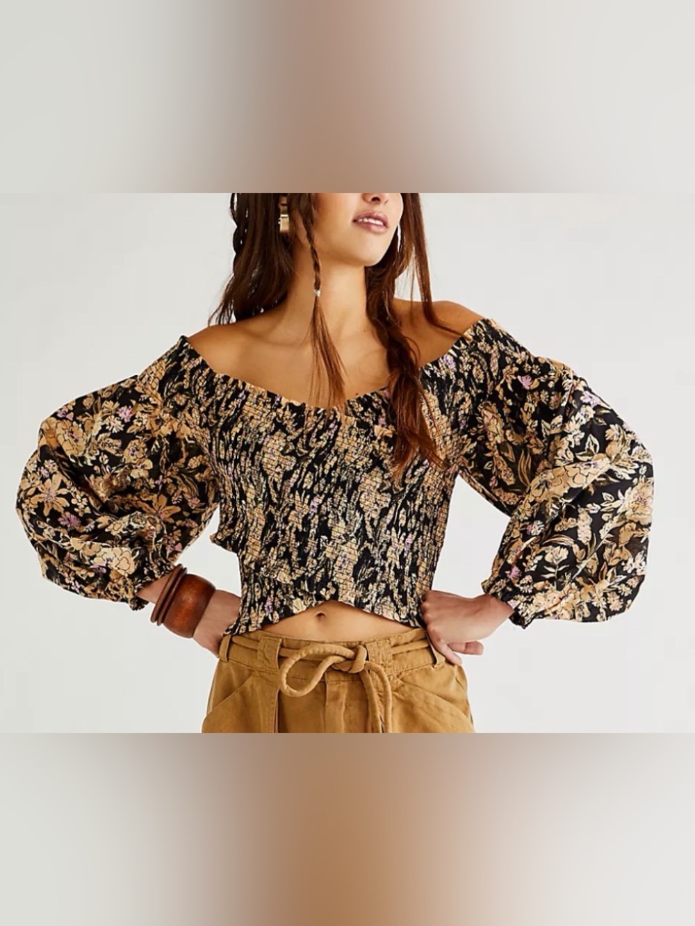Free People East to West Smocked Top, Size XS